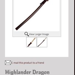 Highlander Dragon Samurai Sword Still In New Condition