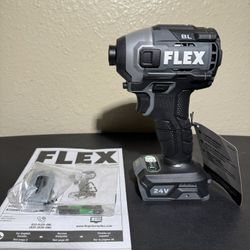 FLEX 24V Brushless Cordless 1/4-Inch 2,500 In-Lbs Torque Quick Eject Hex Impact Driver Multi-Mode Tool Only. 