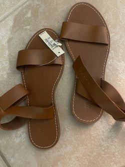 Madewell Brown Leather Slide Sandals