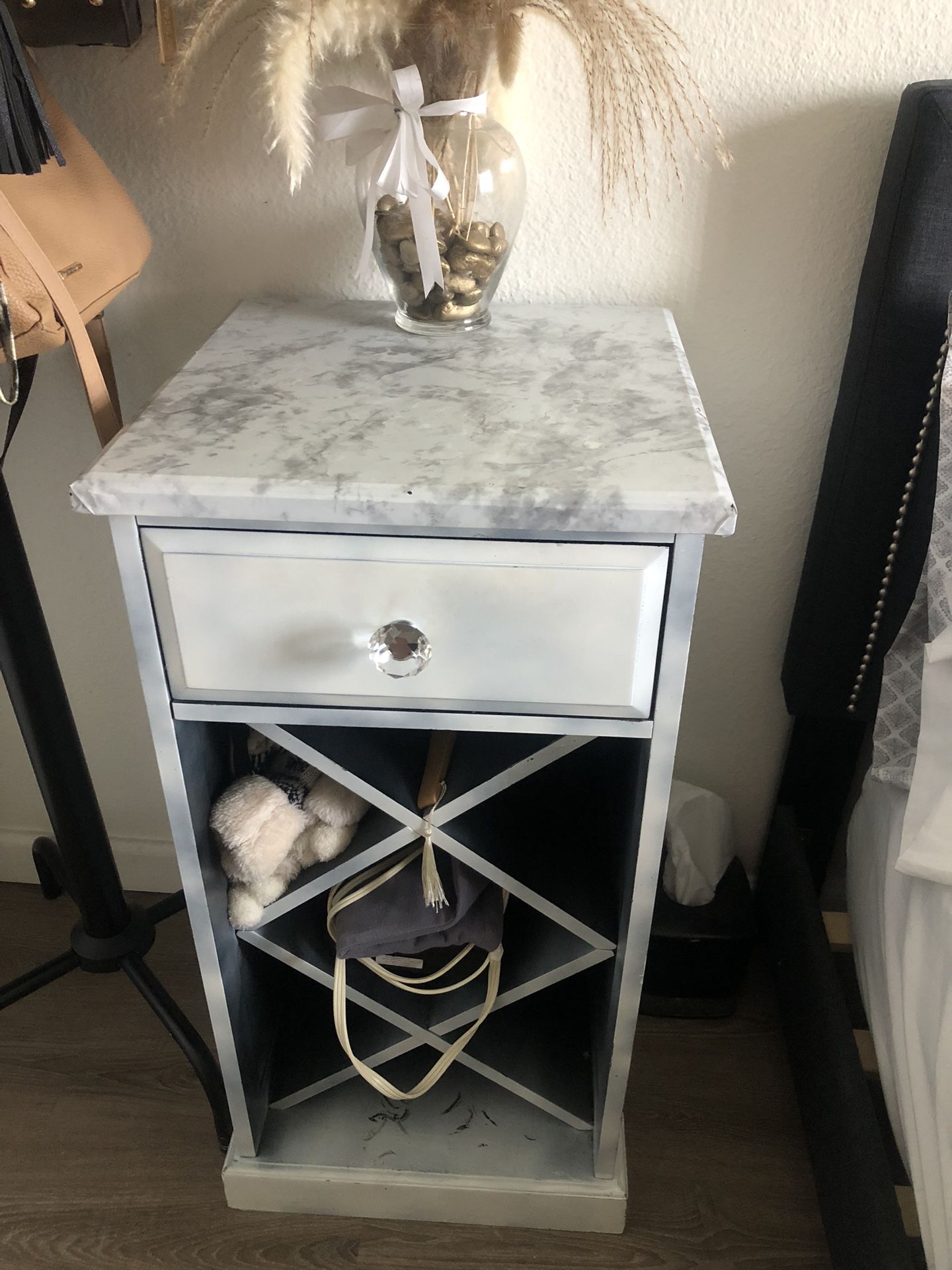 Side Table With Drawer And Storage