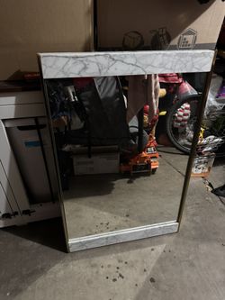 West Elm Marble & Brass Wall Mirror, White