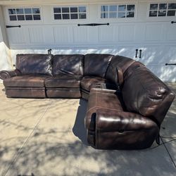 Brown, leather sectional designer, excellent condition