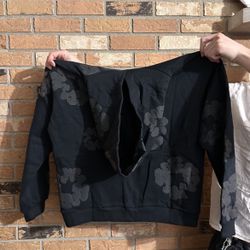 black and grey denim tears hoodie medium 
