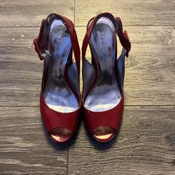 Red Strapped Heels For Women