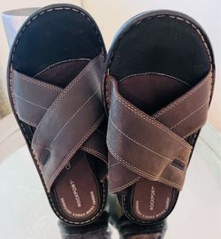 Rockport Brown Leather Slide Sandals