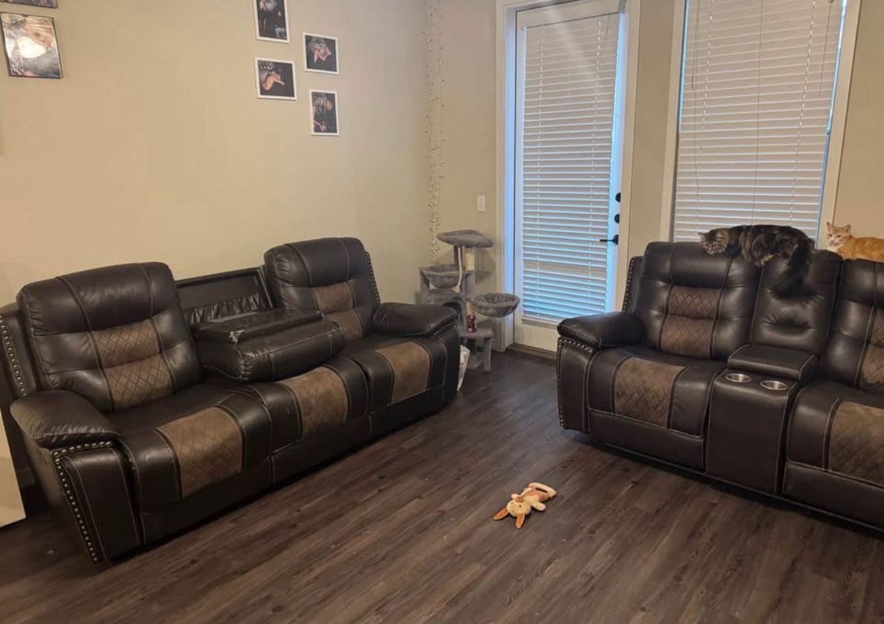 Leather Couch with Loveseat