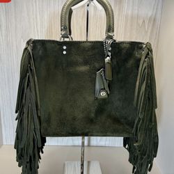 Coach 1941 Suede Fringe Rogue 31 Bag - Fern Green
