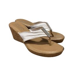 Italian shoemakers tan and white platform sandals