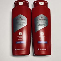 2 Old Spice Ultra Smooth Moisturizing Body and Face Wash Clean Slate 16 fl oz