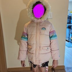 Brand New Skechers Pink Winter Coat Fur Lined Hood Sz 6
