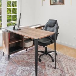 L Shaped Desk And Office Chair 