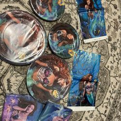 The Little Mermaid Halle Bailey Birthday Plates Napkins Table Covers For 20 People