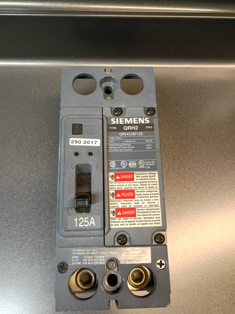"New" Siemens 125A Main Breaker