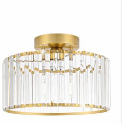 Crystal Ceiling Light Fixture, Modern Semi Flush Mount Ceiling Light, Gold Hallway Lighting Fixtures Chandelier For Kitchen, Close To Ceiling Light Fi