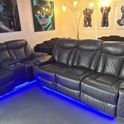 Sofa & Loveseat Reclining With LED. BRAND NEW. Downpyment $53