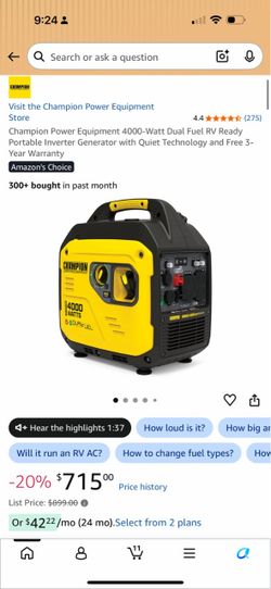 Champion 4000-Watt Dual Fuel Inverter Generator