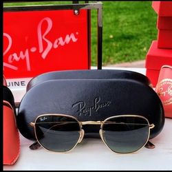 Ray-Ban Hexagonal Aviator Style Brand New Gold Medal Frame