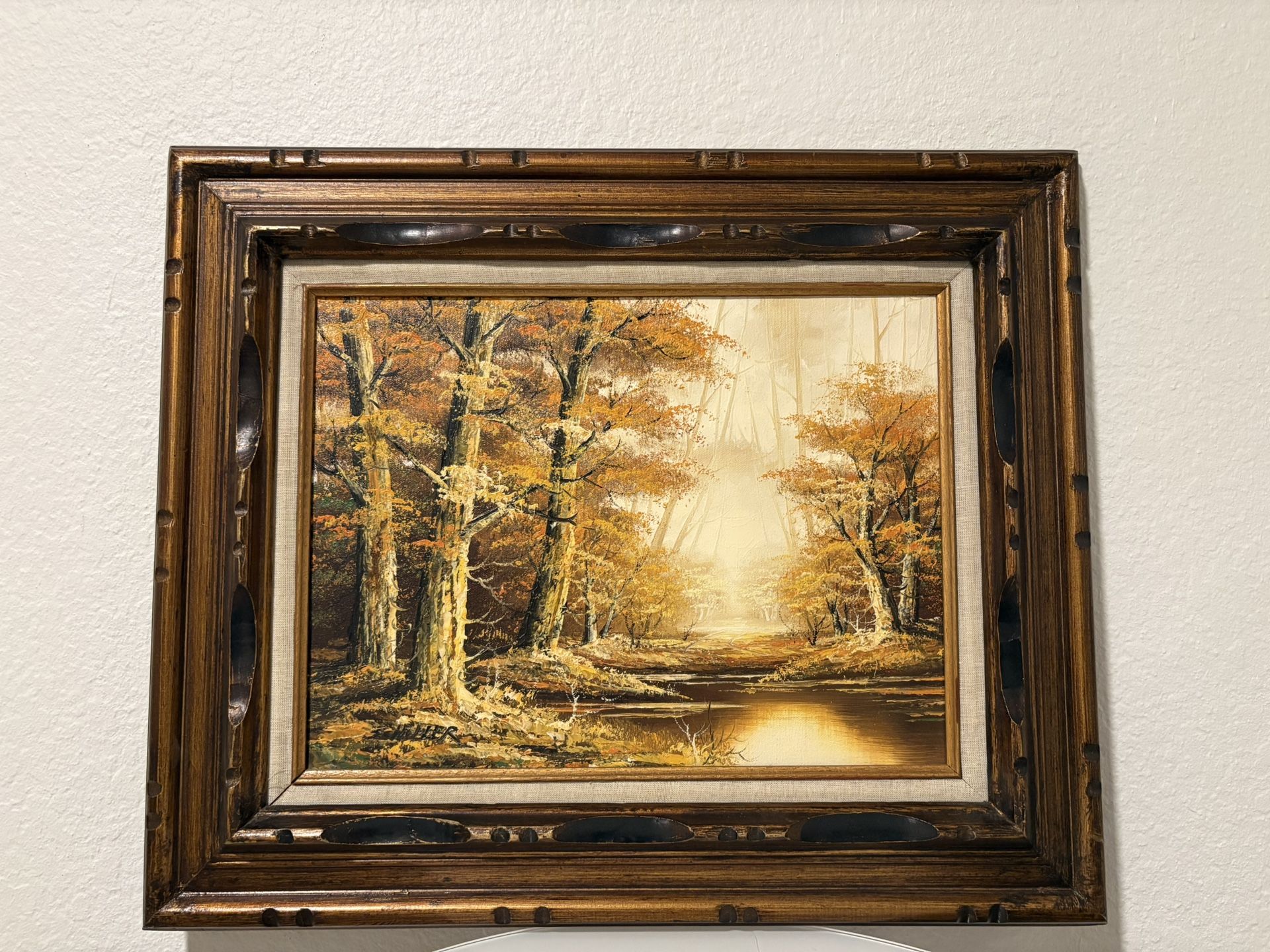 Original Oil Painting Autumn Landscape Framed Signed