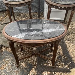 Vintage marble top coffee table and end tables