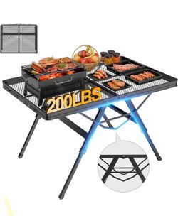 WildFinder 3 FT Folding Grill Table, Portable Camping Table for Outside, 3 Adjustable Height Folding Table with Desktop, Lightweight Outdoor, Camping,