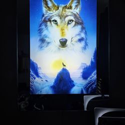 Lighted Motion Wolf Mirror 