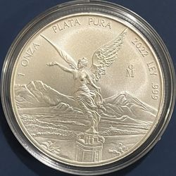 1 OZ Silver 2022 Mexican Libertad BU Mint Condition