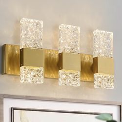 Gold Crystal Bathroom Vanity Light Fixture - NIB