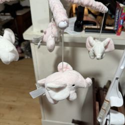 Pink Elephant Baby Musical Crib Mobile For Girls 