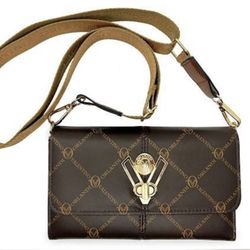 Valentino Orlandi Crossbody Brown Wallet Printed MSRP $159