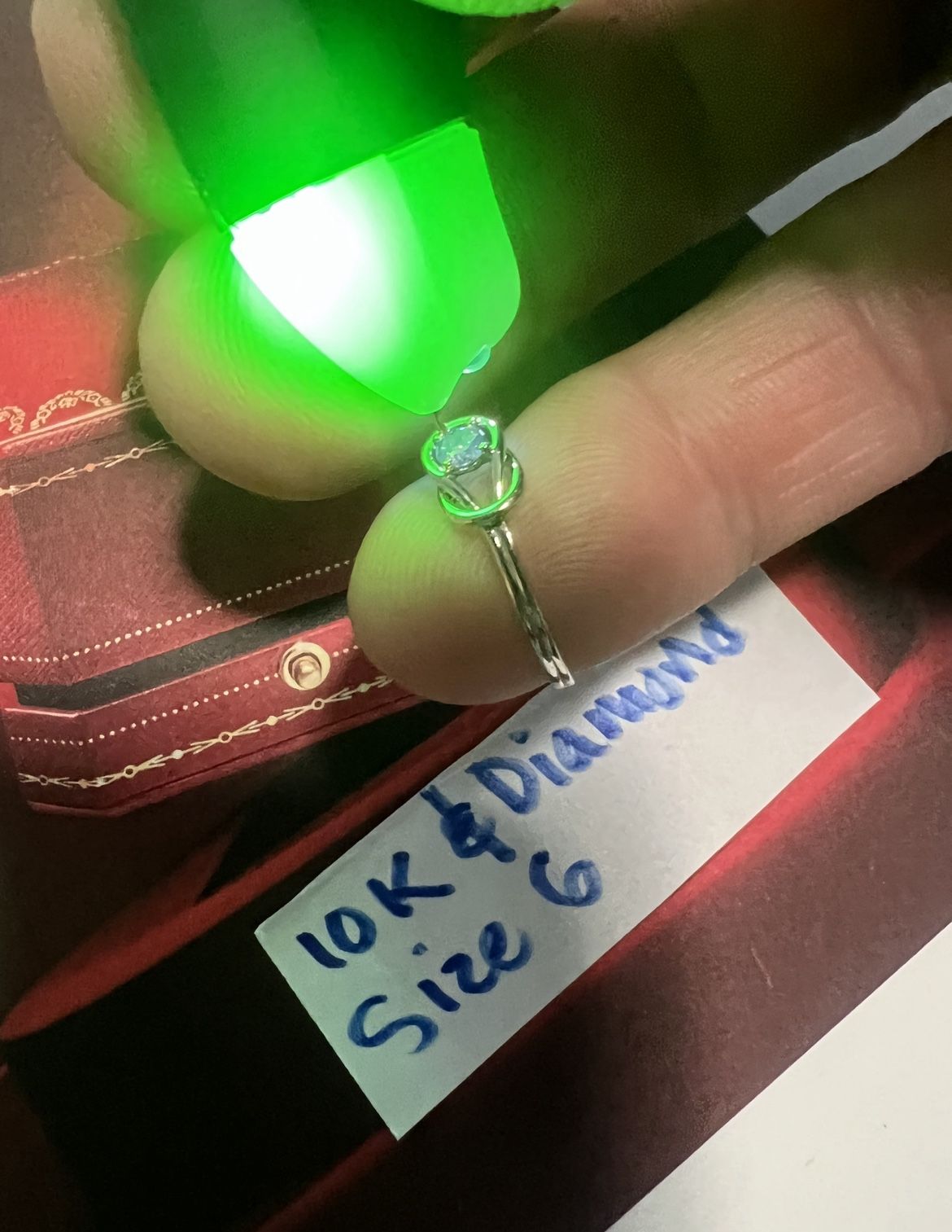 10K Solid White Gold Wedding Diamond π Ring Size 6