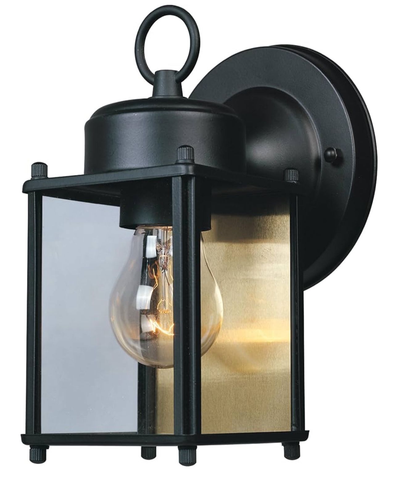 Outdoor Light Fixture, 8 Inch, Exterior Wall Mount Lantern Sconce, Clear Glass Porch Lights for Front Door, Patio, and House Garage, Black, 1161-BK