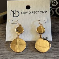 Elegant Gold Drop Disc Earrings