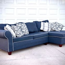 Stylish Royal Blue Sectional Couch With Chaise