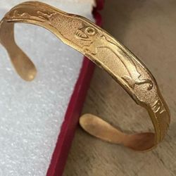 Pulsera Caña Laminada Tallada Joyería Antigua 