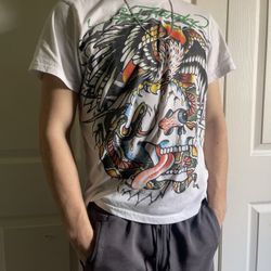 white ed hardy skull t-shirt