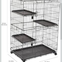 Amazon Basics Large 3-Tier Cat Durable,Pliable Cage Playpen Box Crate Kennel - 35.8"L x 22.4"W x 50.6"H, Black