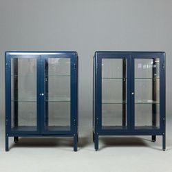 (2) IKEA FABRIKÖR Glass Display Cabinets