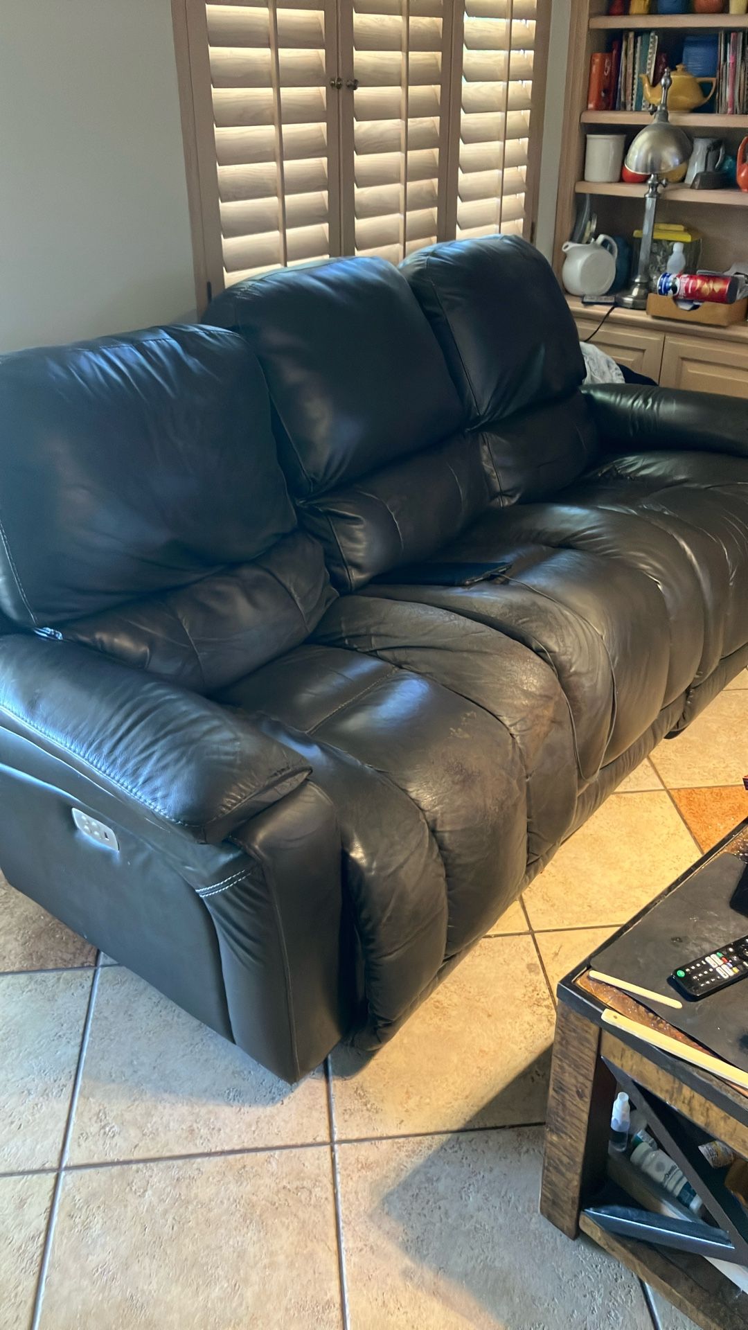 Free Leather Couch Dual Recliners.