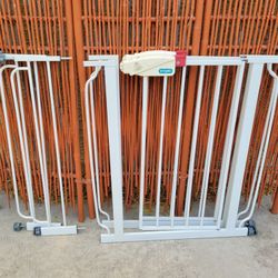 2 White Regalo Toddler Gates + 2 Extensions