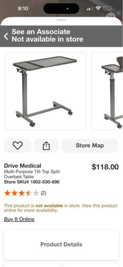 Drive Medical Multi-Purpose Tilt-Top Split Overbed Table