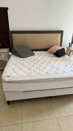 Headboard bed frame and 2 nightstands