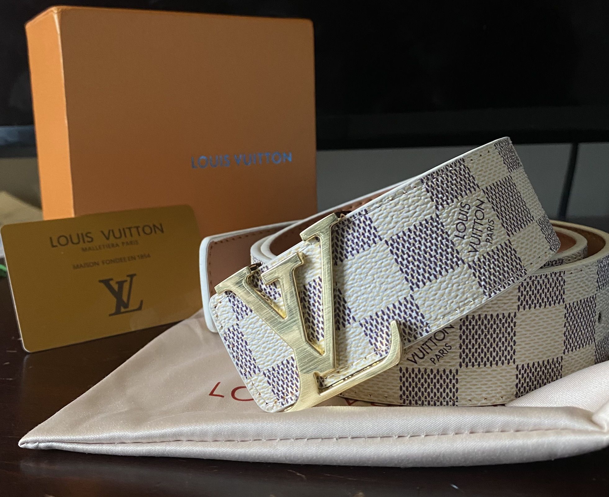 Louis Vuitton Initial Belt (White Checkered)[30-33][105CM=EUR90] (SHIPPING ONLY)