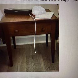 Antique,Low, End Table With Drawer And Two Wings