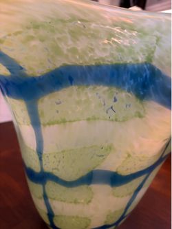 Elegant Ocean Macchia Chihuly style Hand Blown Glass Vase
