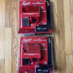 Milwaukee M18 5.0ah Battery And Charger Kit —$100 Each