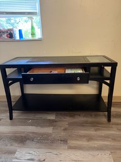 Black Console Table / Entryway Table with Glass Top