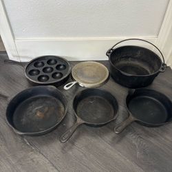 Vintage Griswold Cast Iron Griddle Skillet Lot 6 pans