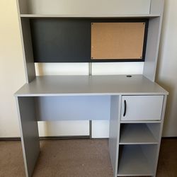 Gray Student Desk w/ Hutch