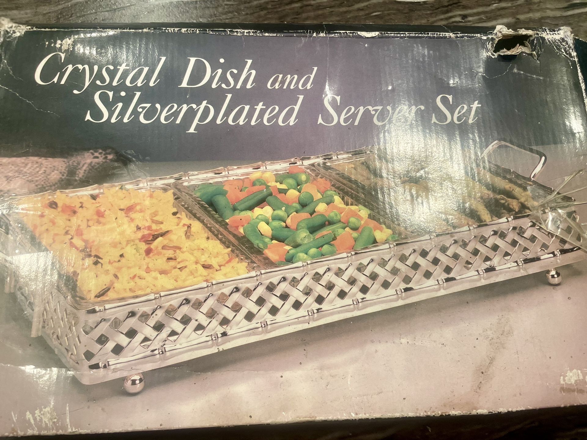 Crystal dish silver Plated Server Set