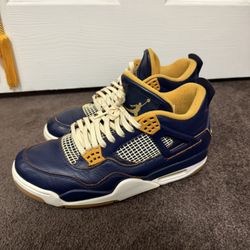 Jordan 4 retro men’s size 10.5 dunk from above leather blue yellow authentic